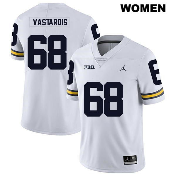 Women's NCAA Michigan Wolverines Andrew Vastardis #68 White Jordan Brand Authentic Stitched Legend Football College Jersey ID25R54HH